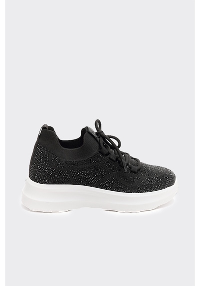Derinet Comfort Taban Taşlı Kadın Sneaker Siyah Siyah