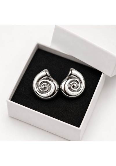 Cm Jewelry Sarmal Gümüş Renk Çelik Küpe