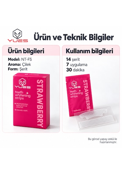 Yues Nt-fs Çilek Aromalı Diş Beyazlatma Bandı 14 Şerit 7 Uygulama