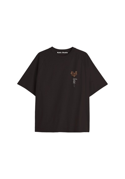 Kalic Studio Y2k Vintage Leopar Baskılı Siyah T-shirt Kod 158 Siyah-158