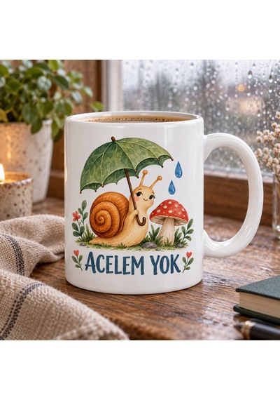 Acelem Yok Şemsiyeli Salyangoz Tasarımlı Porselen Kupa - Model 266 Diğer