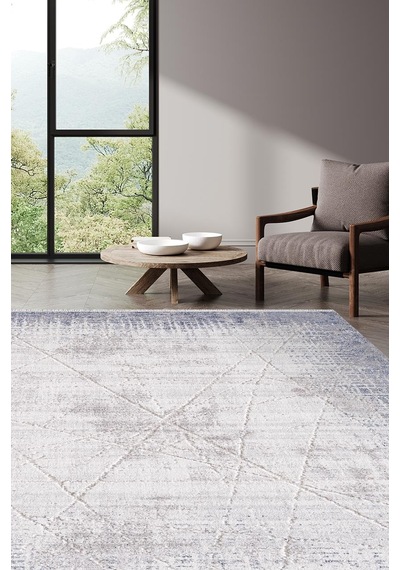 Artemis Halı Romantik 02433b Gri Mavi Eskitme Desen Halı