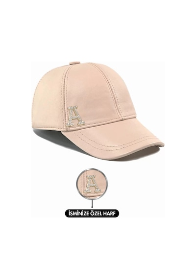 Twingold İsme Özel Kep Şapka - %100 Deri - Ab01012 - Pudra Pudra