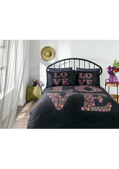 Özdilek Bouquet Love Siyah Tek Kişilik Nevresim Takımı