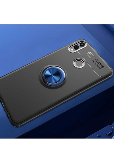 Huawei Honor 8c Kılıf Zore Ravel Silikon Kapak Siyah-Mavi