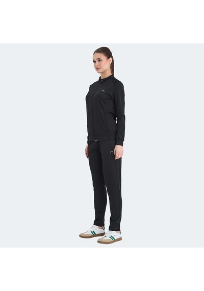 Slazenger RONA Kadın Fermuarlı Dik Yaka Cepli Siyah Eşofman Takımı