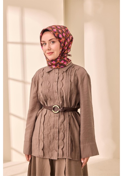 Silk Home Twill İpek Eşarp 11474 - 90 X 90 / Acı Kahve, Pembe, Turuncu - 52 Acı Kahve, Pembe, Turuncu - 52