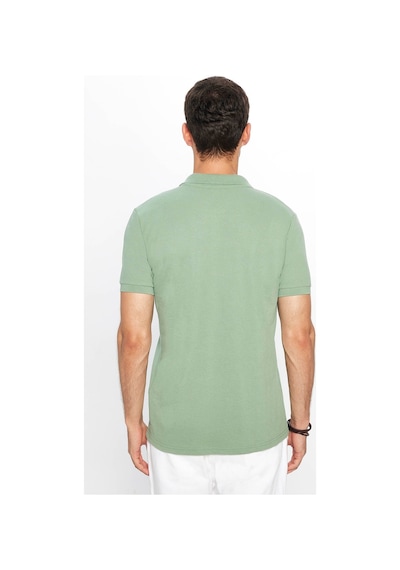 Tudors Erkek Slim Fit Dar Kesim Pamuklu Yumuşak Doku Nefes Alan Kumaş Kıvrılmaz Yaka Haki Polo Yaka Tişört-31625-haki Haki