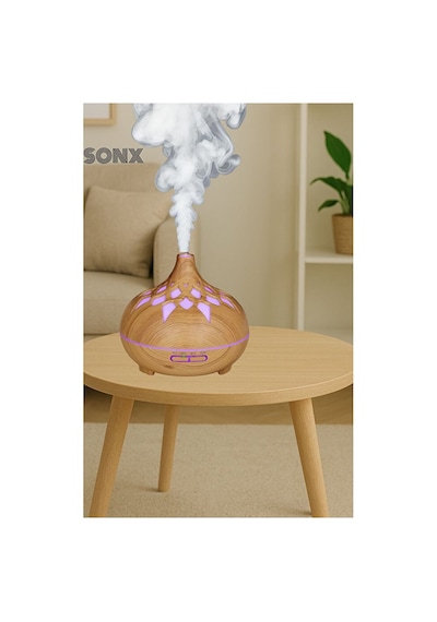 Aroma Difüzör Gece Işığı 7 Led Desenli Nemlendirici Kumandalı Buhar Makinesi 550 Ml Diğer