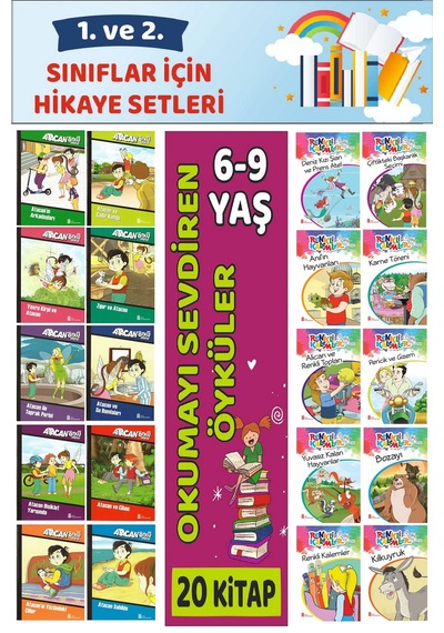 1.ve 2.sınıflar İçin Okuma Alışkanlığı Kazandıran Mükemmel 20 Li Hikaye Seti