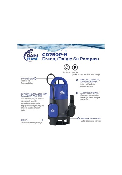 Rainpump Cd750p-n Plastik Gövdeli Drenaj Dalgıç Pompa