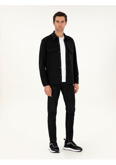 Cacharel Siyah Regular Fit Ceket Gömlek