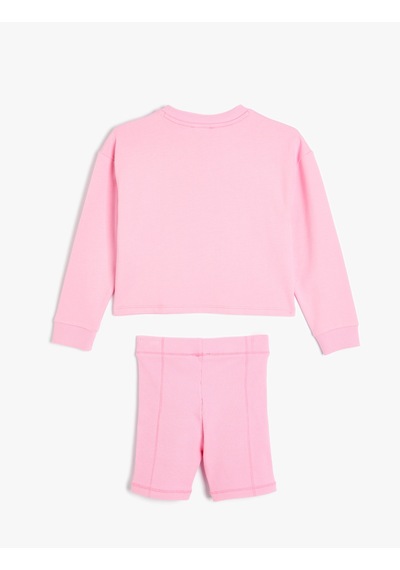 Koton Sweatshirt Ve Şort Seti İkili Pamuklu Pembe 4skg10180ak Pembe