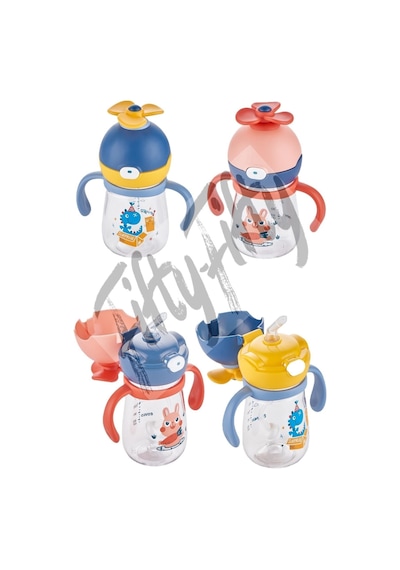 Rovco Dönebilen Pervaneli Akıllı Pipet Bebek +6 Ay Tritan Su Matarası 220 Ml Pembe
