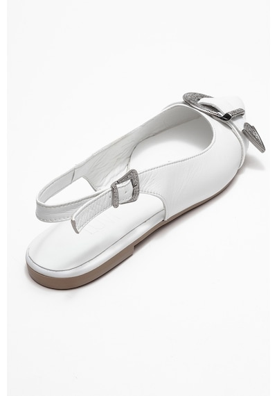Luvishoes Luvi Shoes Dorothy Beyaz Hakiki Deri Tokalı Sivri Burunlu Kadın Sandalet Beyaz