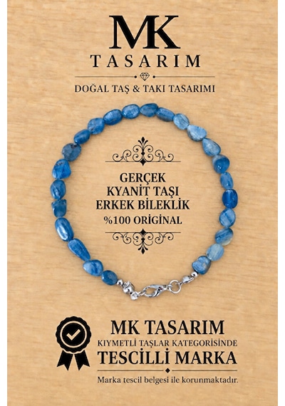 Mk Tasarımn Gerçek Kyanit Taşı Erkek Bileklik Mk.8000.012- Rahatlık-dinginlik-enerji- Stres Bilekliğ Çok Renkli