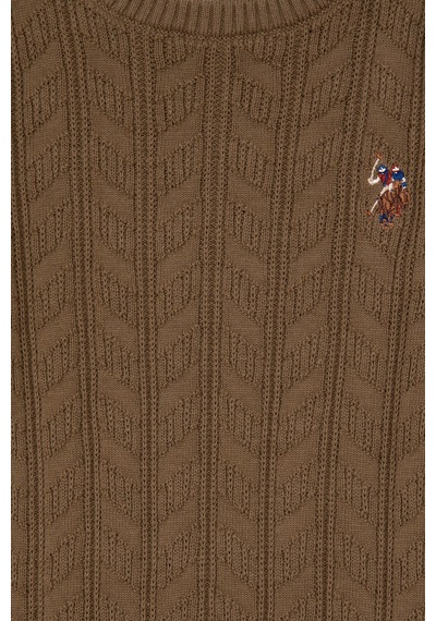 U.S. Polo Assn. Erkek Çocuk Haki Basic Bisiklet Yaka Kazak 50288889-VR027