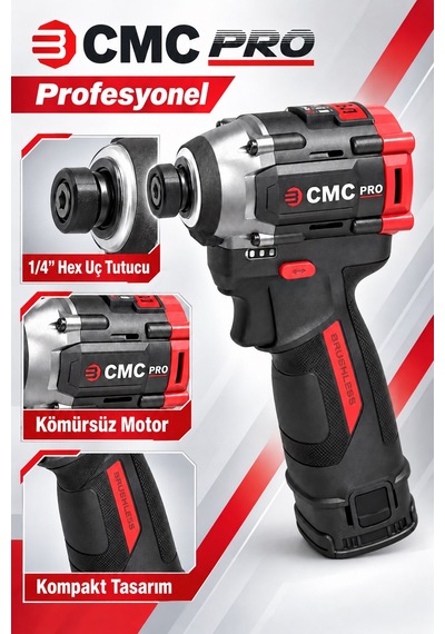 Cmc Profesyonel 16v Kömürsüz Akülü Darbeli Vidalama 180 Nm, Çift 2 Ah Akü, 4 Kademeli