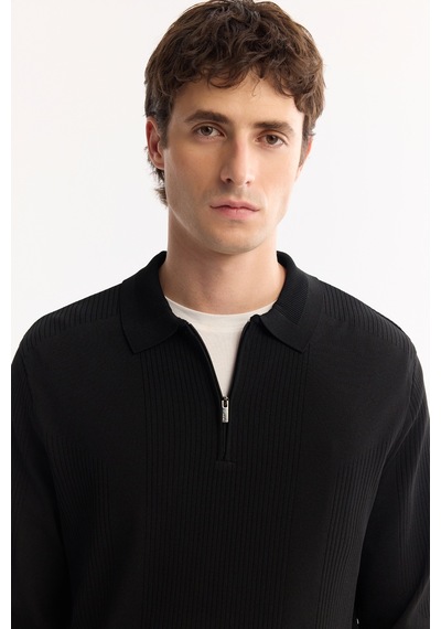Avva Erkek Siyah Polo Yaka Fermuarlı Rayon Tüylenmeyen Dokulu Triko Regular Fit Kazak A52y5019 Avva Erkek Siyah Polo Yaka Fermuarlı Rayon Tüylenmeyen Dokulu Triko Regular Fit Kazak A52y5019