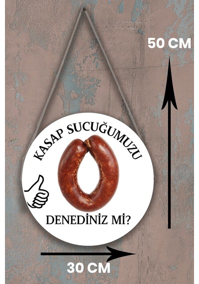 Kasap Dükkanı Cam Kapı Pano Karşılama Tabelası, Kasap İç Mekan İçin Askılı Dükkan Süs Tablo Dekoru