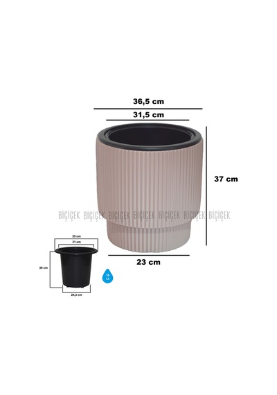 Vega Saksı 32 Cm Mocha Kahverengi