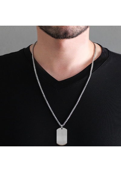 Oval Tasarım Kişiye Isim Yazılı Silver Renk Çelik Erkek Koly Çok Renkli