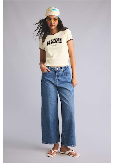 Defacto Culotte Fit Geniş Paça Yüksek Bel Mavi Pantolon H7624ax26aunm28 Mavi-nm28