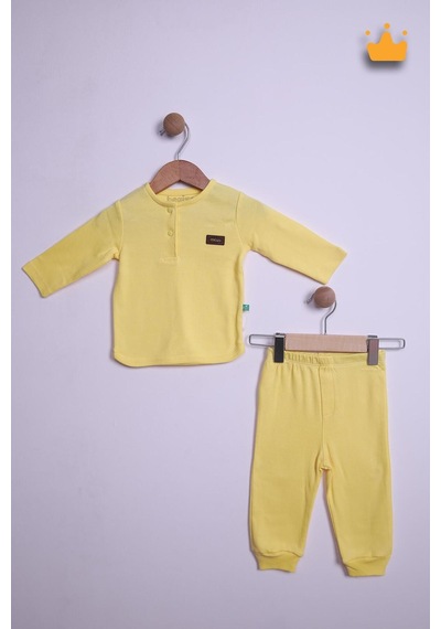 Babyhola Kız Erkek Bebek Çocuk Takım 0-18 Ay Pamuk Mevsimlik Çıtçıtlı Alt Üst Set 352 Sarı