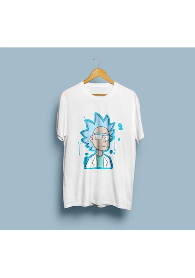Oversize Rick Sanchez Tasarım Unisex T-shirt Beyaz