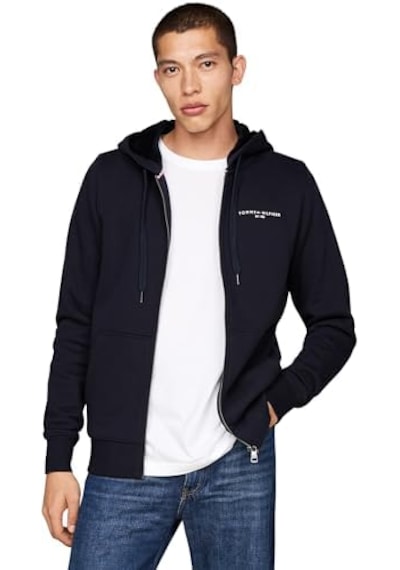 Tommy Hilfiger Fermuarlı Kapşonlu Sweatshirt Siyah
