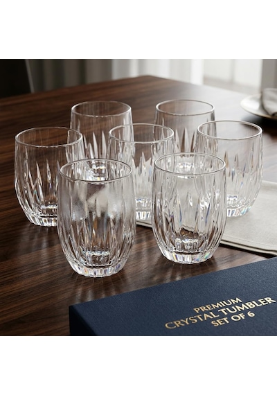 6'li Kristal Kesme Görünümlü Cam Bardak Seti - Meşrubat, Su, Kahve Ve Viski Bardağı Takımı 320 Ml Çok Renkli