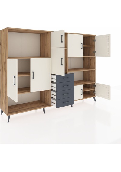 Hyperion Dolap 9 Raflı 4 Çekmeceli 8 Kapaklı 220x44x163 Çam-aytaş Çam-aytaşı/antrasit Hyperion Dolap 9 Raflı 4 Çekmeceli 8 Kapaklı 220x44x163 Çam-aytaş Çam-aytaşı/antrasit