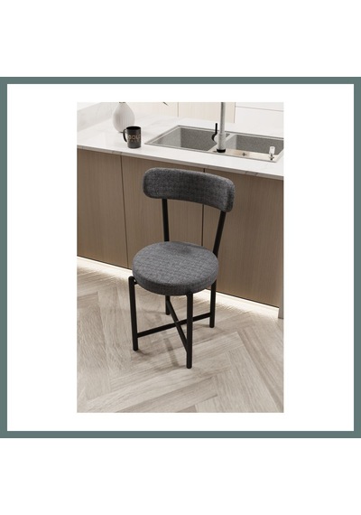 Bezos Sandalye 1 Adet Keten Kumaş Metal Ayak Modern Mutfak Sandalyesi Cafe Balkon Ofis Teddy 9816 Gri Ventra