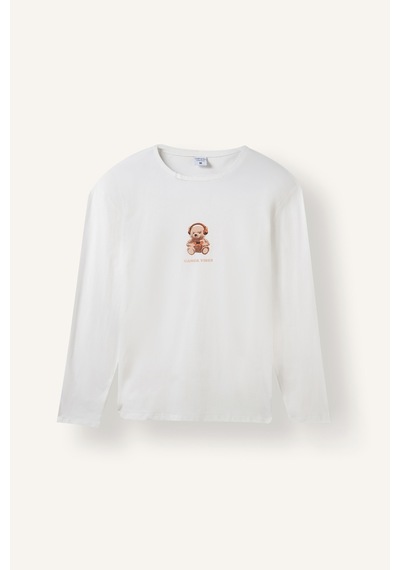 Defacto Regular Fit Baskılı Uzun Kollu 2li Pijama Takımı I3176ax26auer98 Ekru-er98