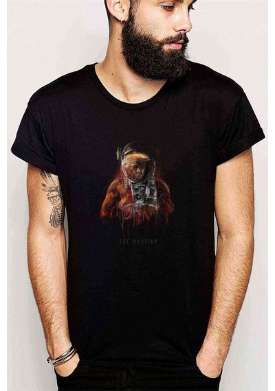 The Martian Baskılı Siyah Erkek Tshirt