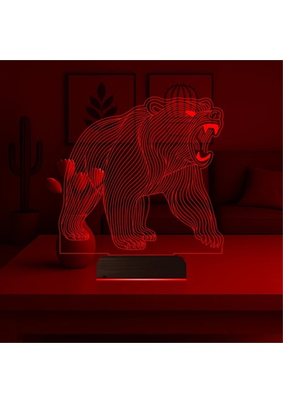 Luvivia Ayı Bear Tasarım 3d Lamba - Masa Gece Lambası Şeffaf