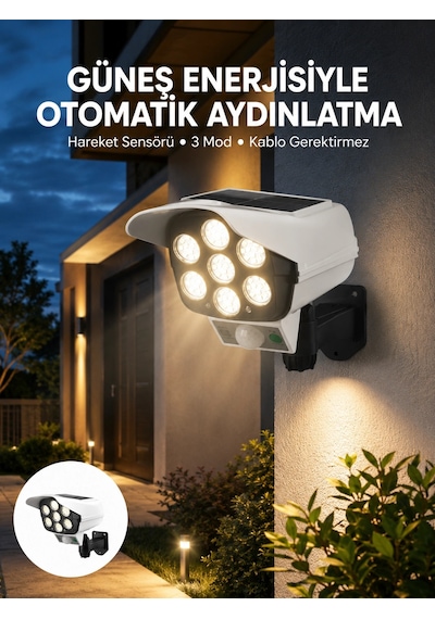 Mey İthalat Uzaktan Kumandalı Güneş Enerjili Led Güvenlik Lambası Kamera Tipi Hareket Sensörlü Yeni Nesil Diğer