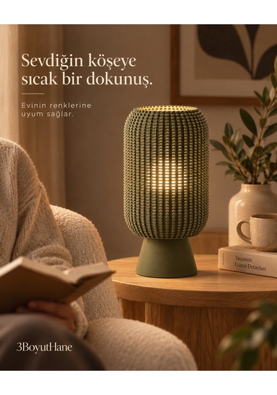 Modern Dekoratif Masa Lambası Salon Ve Yatak Odası İçin Abajur, 10 Renk Seçeneği, E14 Led Uyumlu Yeşil