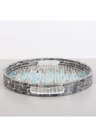 Pure Sedef 30 X3,5 Cm. Black/blue Sedefli Mozaik Tepsi Mix