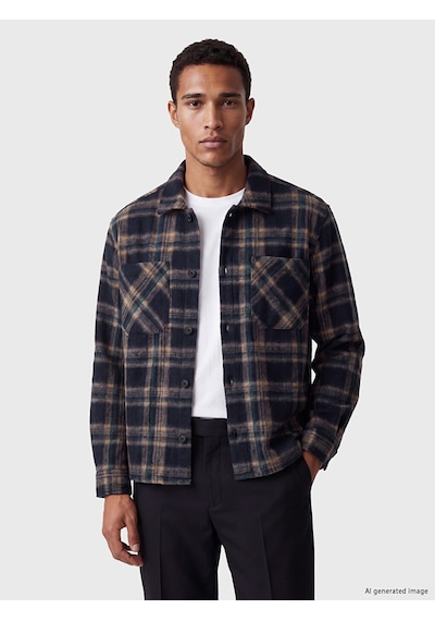 Lcw Vision Lacivert Regular Fit Ekose Erkek Gömlek Ceket