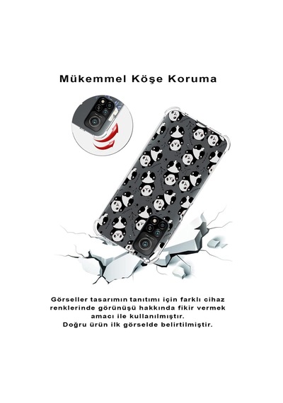 Xiaomi Poco F2 Pro Köşe Korumalı Antişok Kapak Panda Tasarımlı Şeffaf Silikon Kılıf