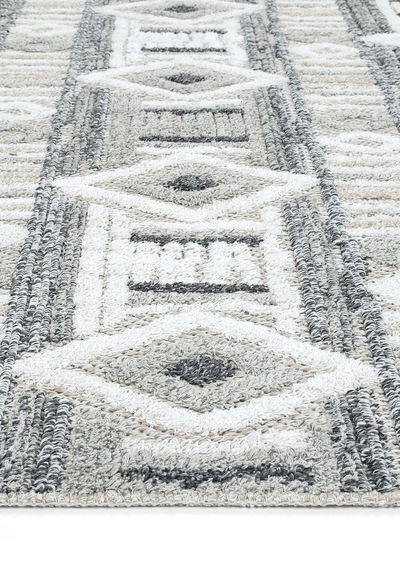 Cool Halı Adora Gri Pamuklu Halı Kilim Bohem Kabartmalı Yumuşak İnce Oda Oturma Odası Salon Halısı