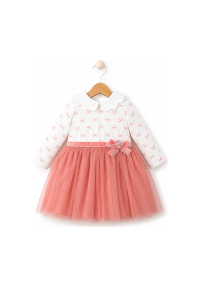 Babyhola Fiyonk Detaylı Tül Etek Kız Çocuk Elbise 15348 Somon Babyhola Fiyonk Detaylı Tül Etek Kız Çocuk Elbise 15348 Somon