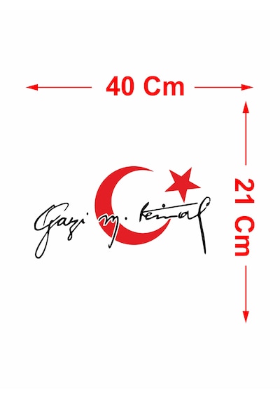 Türk Bayrağı Atatürk Mustafa Kemal Gazi Mustafa Kemal Atatürk İmza Araba Oto Motosiklet Karavan Sticker 00006 40x21 Cm
