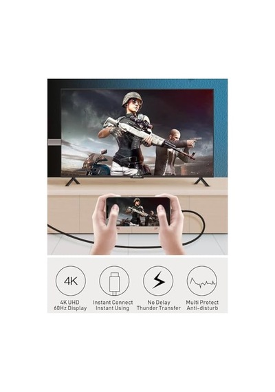 Zr-627 Mt57 4k 60hz Hdmı Çevirici I-phone 15 İle Uyumlu Kablo Type-c Thunder-bolts Altın Uçlu