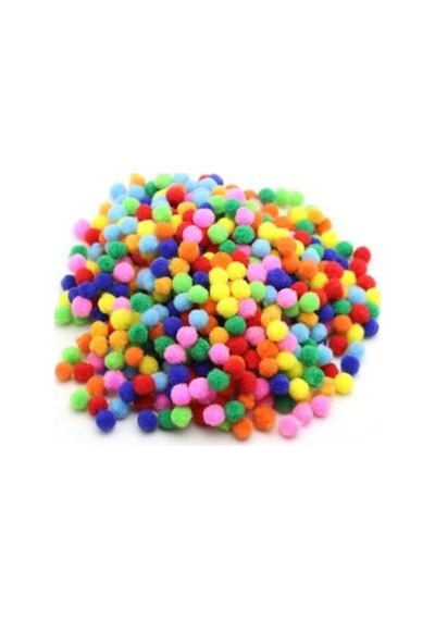 Hobialem Ponpon, 10 Mm, Renkli Ponpon, 100 Lü Paket, Peluş Ponpon, Minik Ponpon