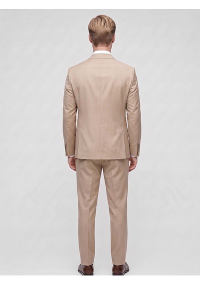 Tk6896 Erkek 3 Parça Slim Fit Çift Yırtmaçlı Takım Elbise Yelekli Şık Klasik Takım 6 Drop Camel