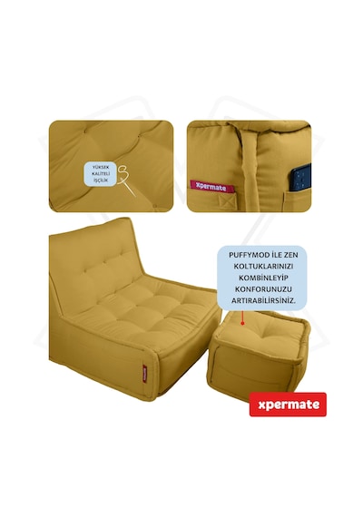 Xpermate Puffymod Dekoratif Kare Puf Orta Sehpa 40x40 Cm Hardal
