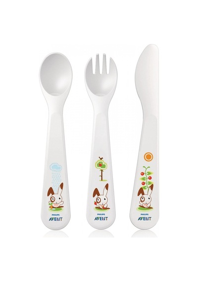 Avent Çatal. Kaşık Ve Bıçak Seti 18Ay+ Beyaz