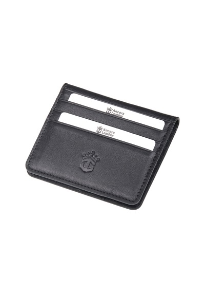 Ancora Leather Hakiki Deri Para Bölmeli Çıtçıtlı Portföy-unisex-26210 Siyah